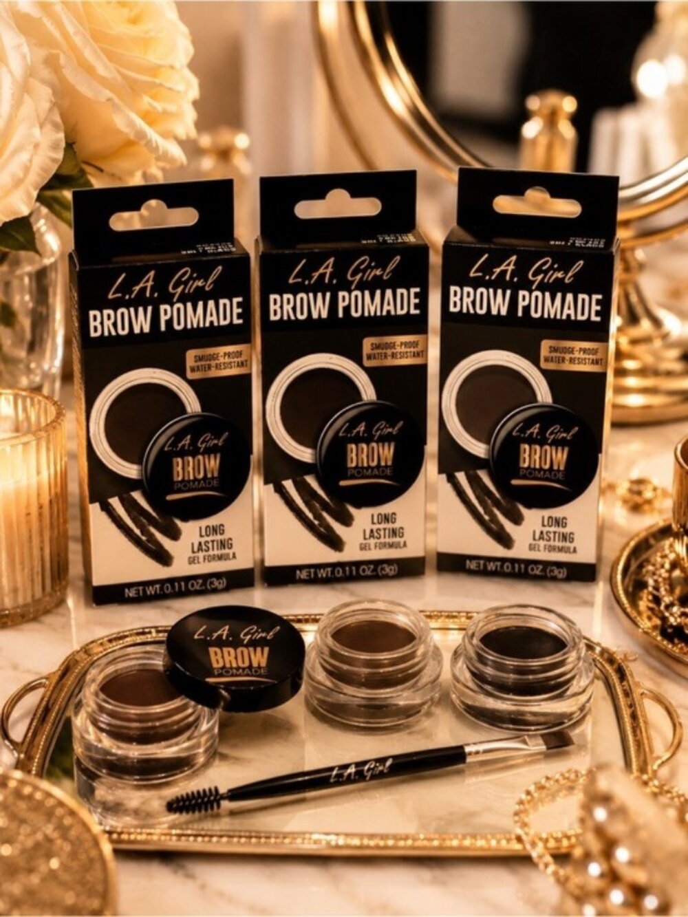 L.A. Girl Brow Pomade Soft Black Lot of 3 Waterproof Smudge Proof Eyebrow Gel
